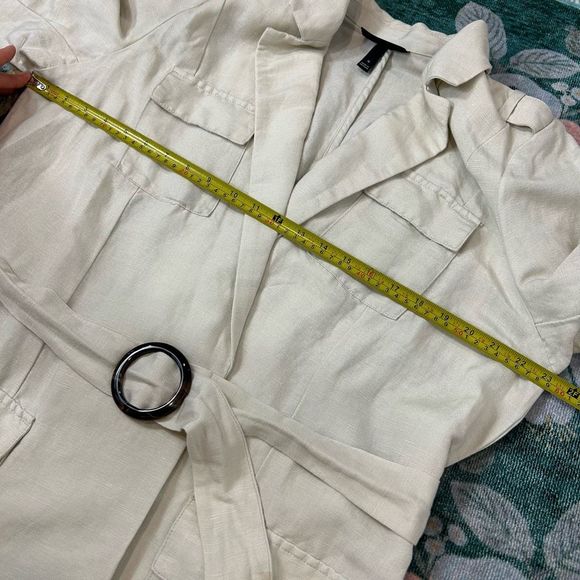 Lane Bryant Womens Belted Linen Jacket Sz 16 Utility Unstructured Beige Relaxed - Picture 15 of 16